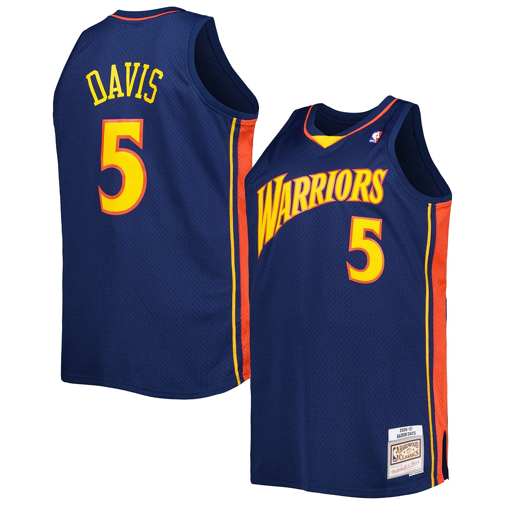 Men's Mitchell & Ness Baron Davis Navy Golden State Warriors Big Tall Hardwood Classics 2006/07 Swingman Jersey