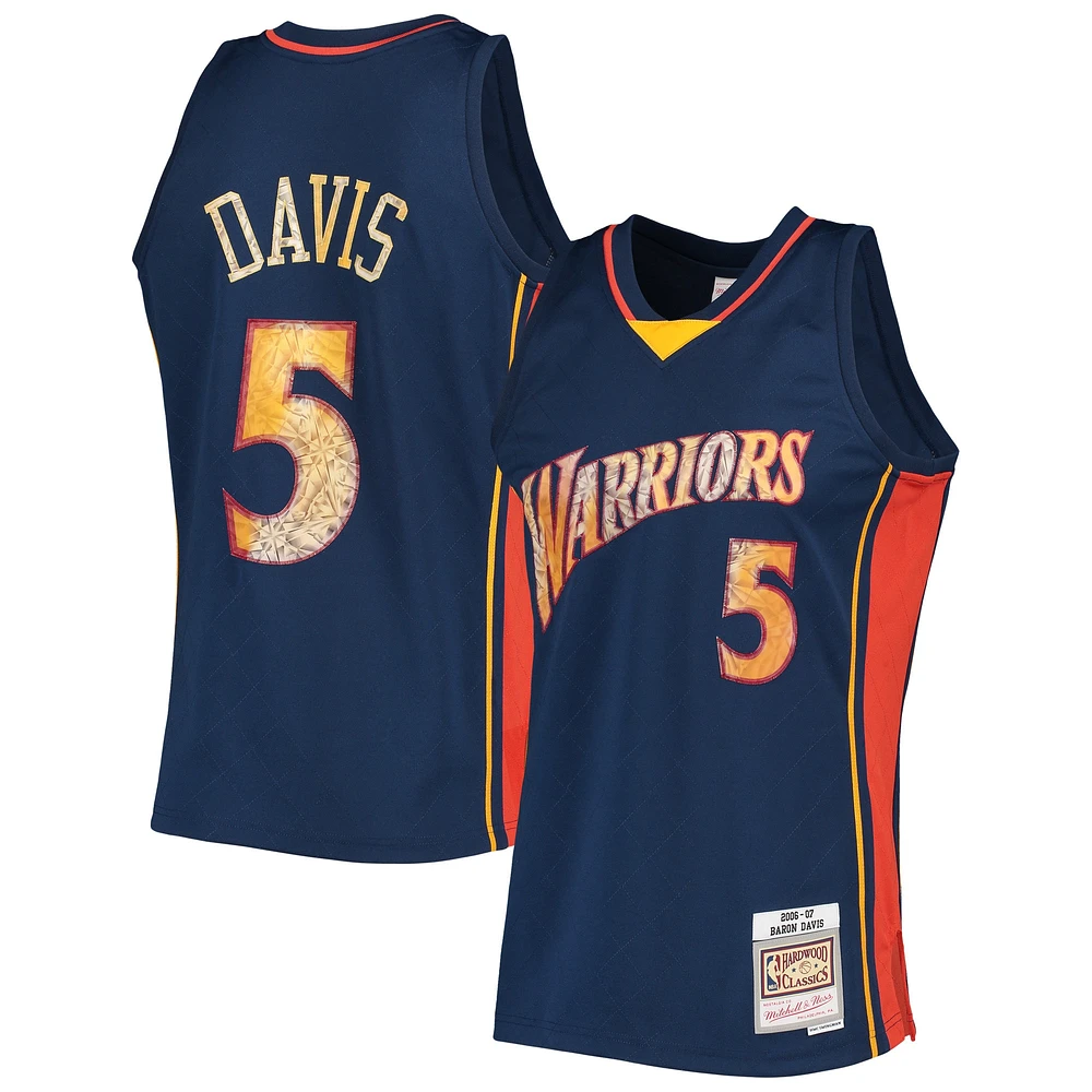 Maillot Mitchell & Ness Baron Davis Royal Golden State Warriors 2006/07 Hardwood Classics NBA 75e anniversaire Diamond Swingman pour homme