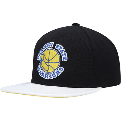 Casquette Snapback à visière Golden State Warriors Hardwood Classics noir/blanc Mitchell & Ness pour homme