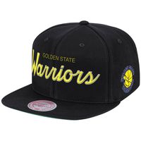 Men's Mitchell & Ness Black Golden State Warriors Foundation Script - Snapback Hat