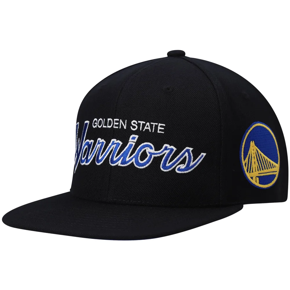 Casquette snapback noire pour homme Golden State Warriors Hardwood Classics Script 2.0 de Mitchell & Ness