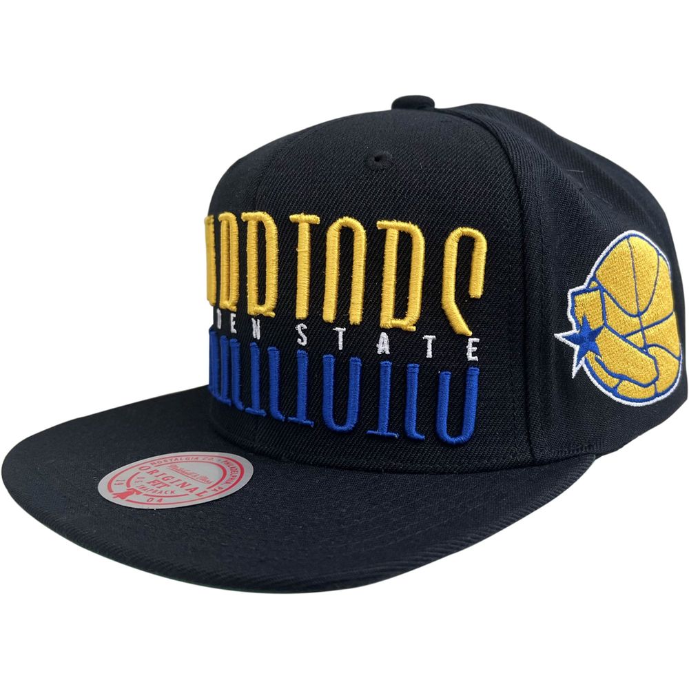 Men's Mitchell & Ness Black Golden State Warriors Hardwood Classics Wordstack - Snapback Hat