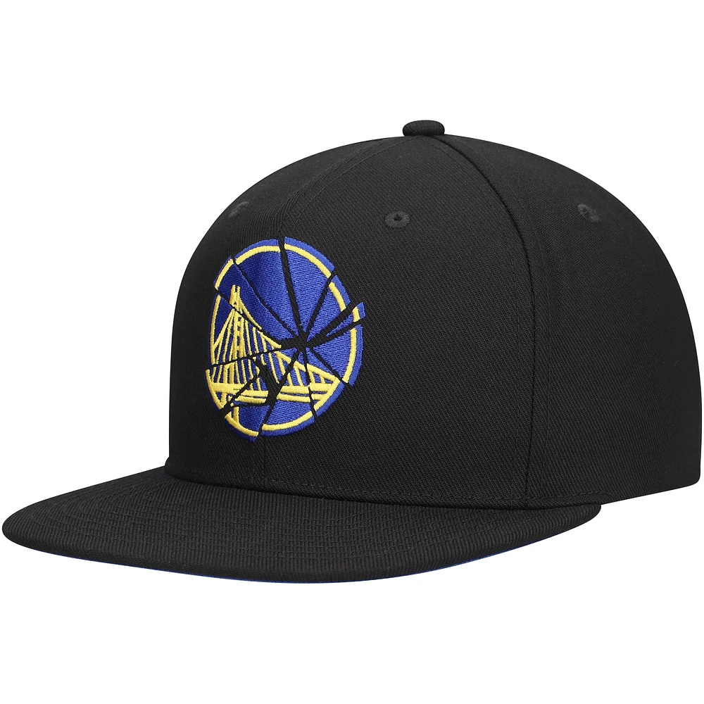 Casquette Snapback Shattered noire Golden State Warriors Mitchell & Ness pour hommes