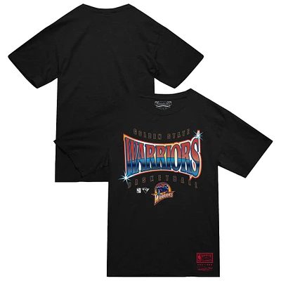 Men's Mitchell & Ness  Black Golden State Warriors Worldwide Collection Glow Up T-Shirt