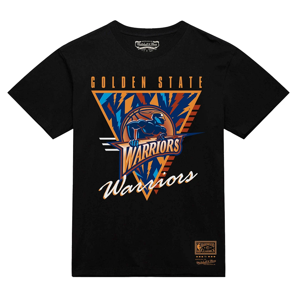 T-shirt noir à trois logos Mitchell & Ness pour homme