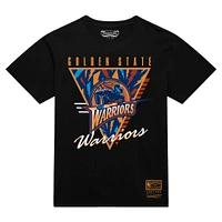 T-shirt noir à trois logos Mitchell & Ness pour homme