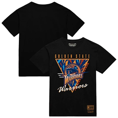 T-shirt noir à trois logos Mitchell & Ness pour homme