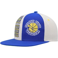 Casquette Mitchell & Ness pour homme crème/Royal Golden State Warriors Hardwood Classics Pop Snapback