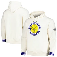 Men's Mitchell & Ness Cream Golden State Warriors Chainstitch Felt Pullover Hoodie