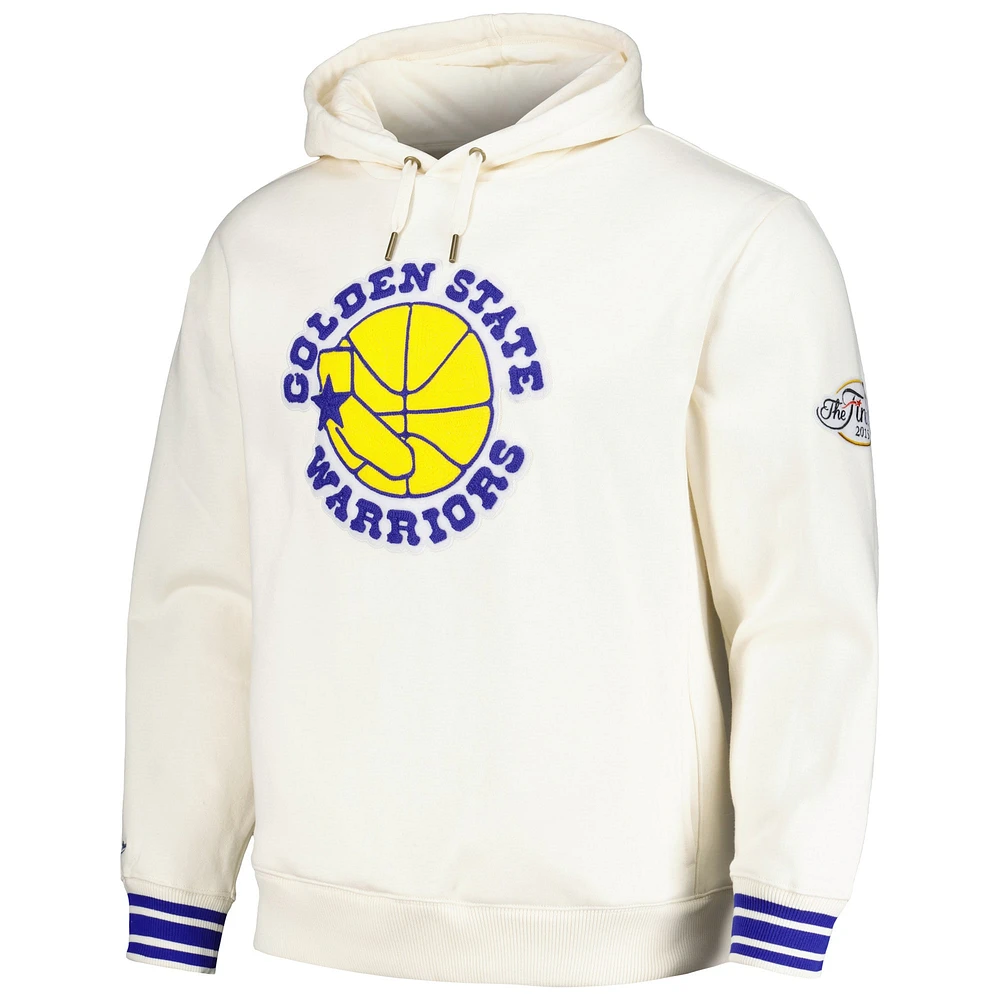 Sweat à capuche crème en feutre point de chaînette Mitchell & Ness pour hommes Golden State Warriors