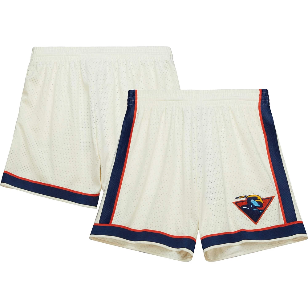 Men's Mitchell & Ness Cream Golden State Warriors Chainstitched Swingman Shorts