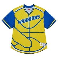 T-shirt à col en V maille Jumbotron 3.0 des Golden State Warriors Mitchell & Ness pour homme, blanc