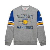 Men's Mitchell & Ness Heather Gray Golden State Warriors Hardwood Classics All Over 4.0 Pullover Sweatshirt