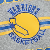 Sweat-shirt à capuche gris chiné pour homme Mitchell & Ness Golden State Warriors Hardwood Classics All Over 4.0