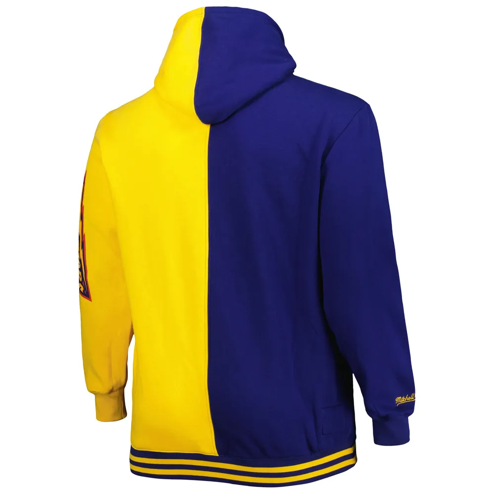 Chandail à capuchon fendu Big & Tall Hardwood Classics de Mitchell Ness pour homme, bleu marine/doré