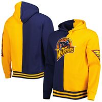 Men's Mitchell & Ness Navy/Gold Golden State Warriors Hardwood Classics Split Pullover Hoodie