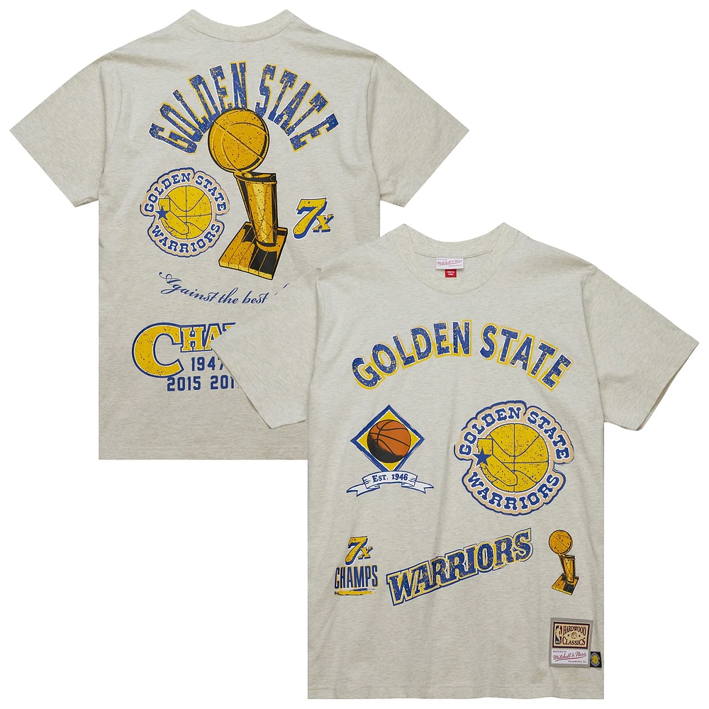 T-shirt rétro pour homme Mitchell & Ness Oatmeal Golden State Warriors Hardwood Classics Legacy Defined