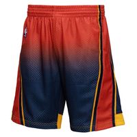 Men's Mitchell & Ness Orange/Navy Golden State Warriors - 2009/10 Hardwood Classics Fadeaway Swingman Shorts