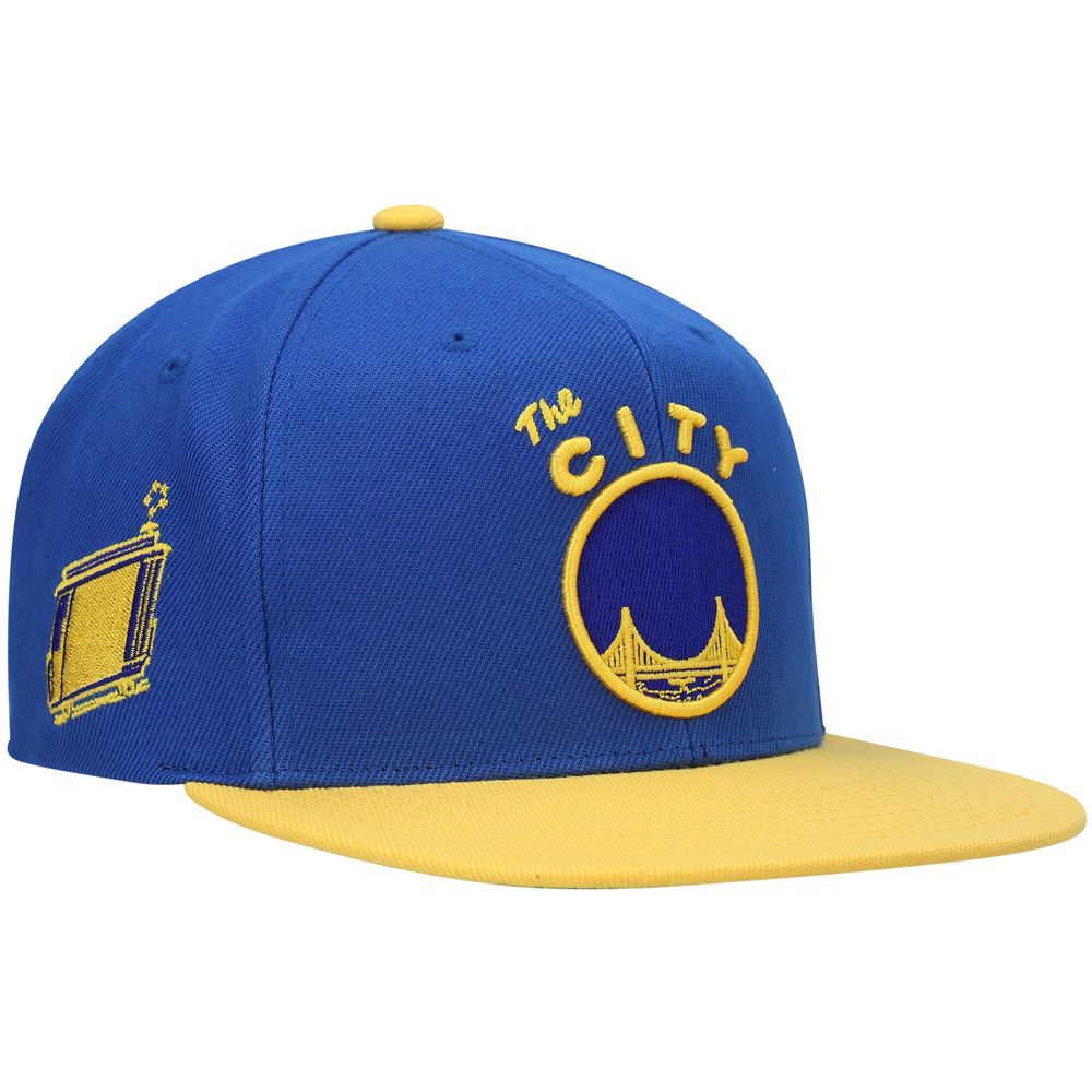 Men's Mitchell & Ness Royal/Gold Golden State Warriors Hardwood Classics Snapback Hat