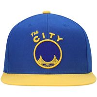 Men's Mitchell & Ness Royal/Gold Golden State Warriors Hardwood Classics Snapback Hat