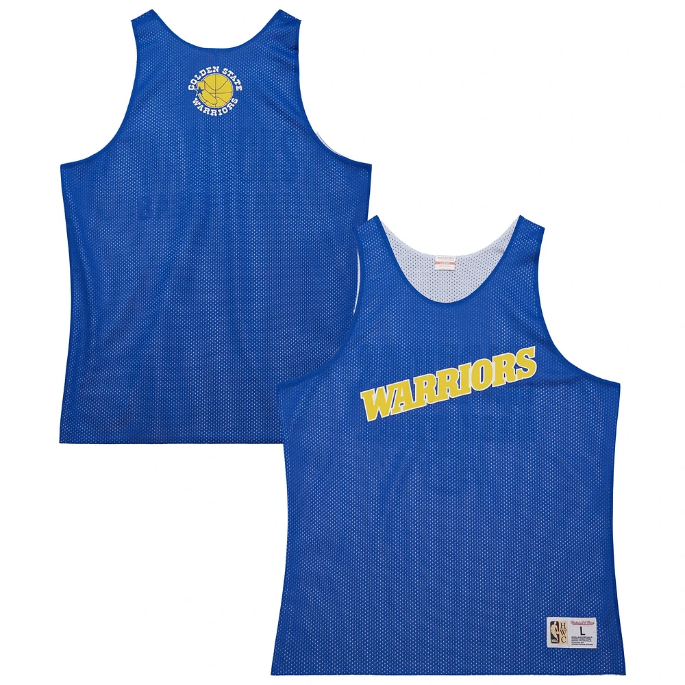 Men's Mitchell & Ness Royal/White Golden State Warriors Hardwood Classics Reversible Mesh Practice Jersey