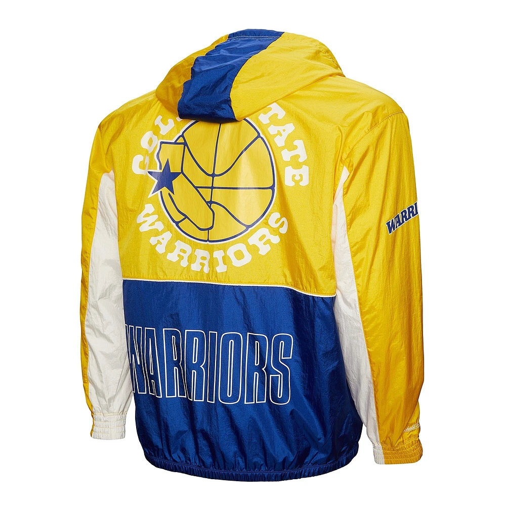 Veste coupe-vent entièrement zippée Mitchell & Ness Royal Golden State Warriors Hardwood Classics Big Shot Premium pour homme