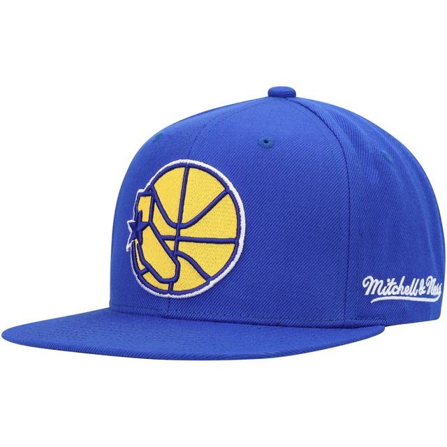 Mitchell & Ness Royal Golden State Warriors Hardwood Classics English Dropback pour homme - Casquette Snapback