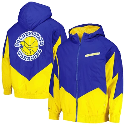 Sweat à capuche rétro matelassé entièrement zippé Mitchell & Ness Royal Golden State Warriors Hardwood Classics pour hommes