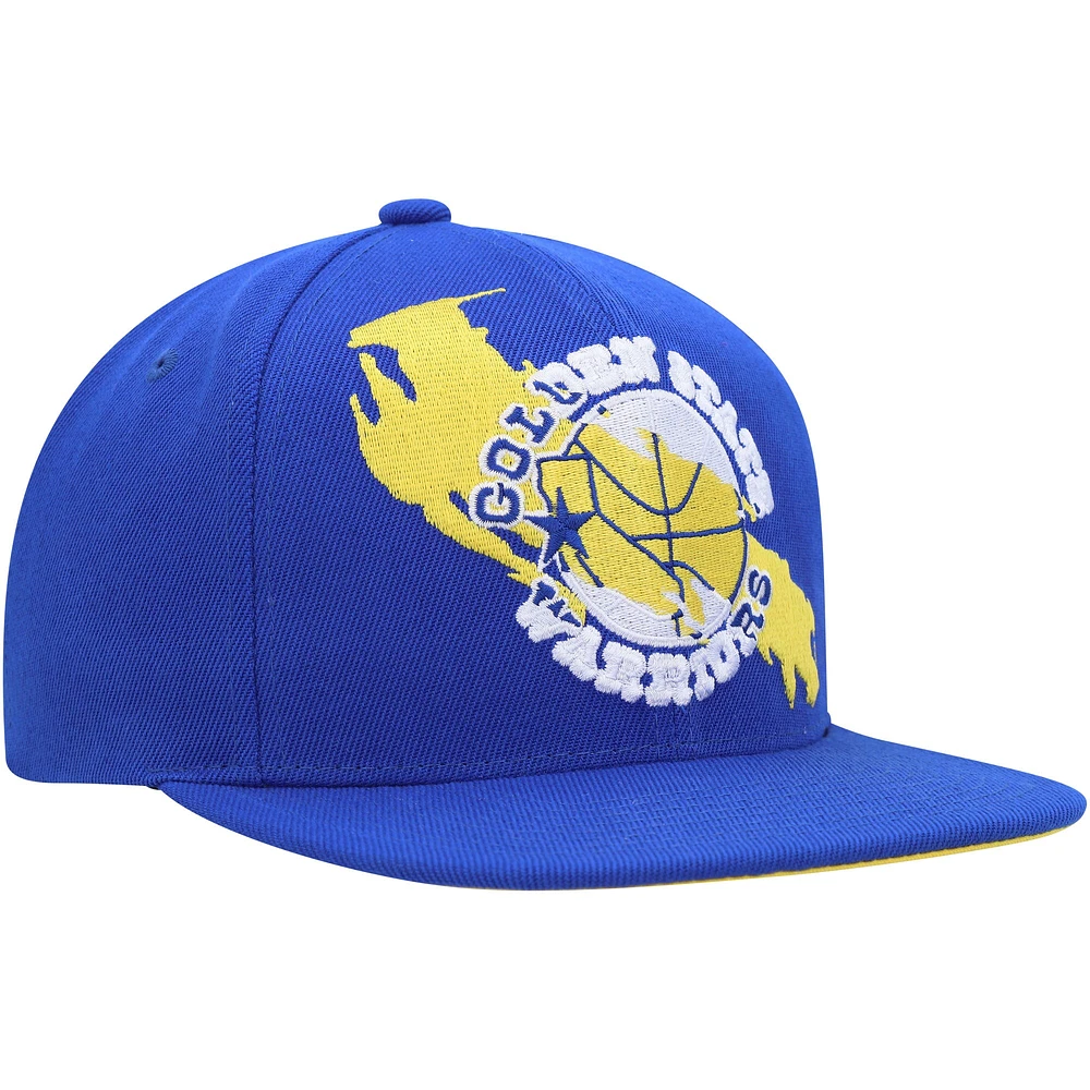 Men's Mitchell & Ness Royal Golden State Warriors Paint By Numbers Snapback Hat