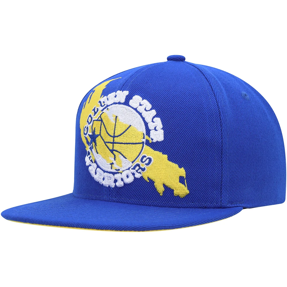 Men's Mitchell & Ness Royal Golden State Warriors Paint By Numbers Snapback Hat