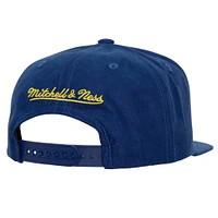 Casquette Snapback en daim doux Mitchell & Ness Royal Golden State Warriors pour hommes