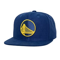 Casquette Snapback en daim doux Mitchell & Ness Royal Golden State Warriors pour hommes