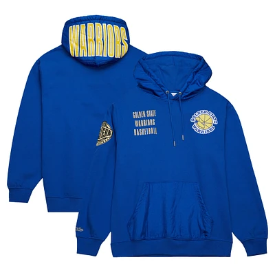 Men's Mitchell & Ness Royal Golden State Warriors  Team OG 2.0 Vintage Logo Fleece Pullover Hoodie