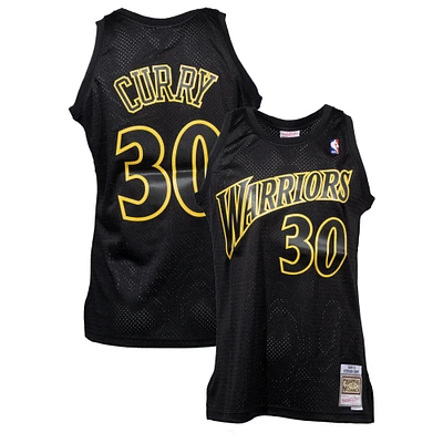 Maillot Swingman dynamique des Golden State Warriors Mitchell & Ness Stephen Curry noir 2009/10 Hardwood Classics pour hommes