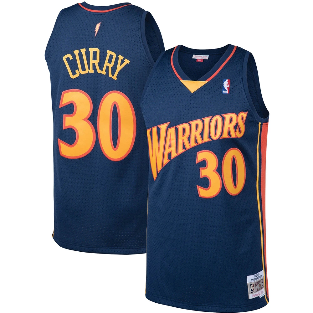 Men's Mitchell & Ness Stephen Curry Navy Golden State Warriors 2009/10 Big Tall Hardwood Classics Swingman Jersey