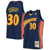 Maillot Swingman Mitchell & Ness Stephen Curry bleu marine Golden State Warriors Hardwood Classics pour hommes