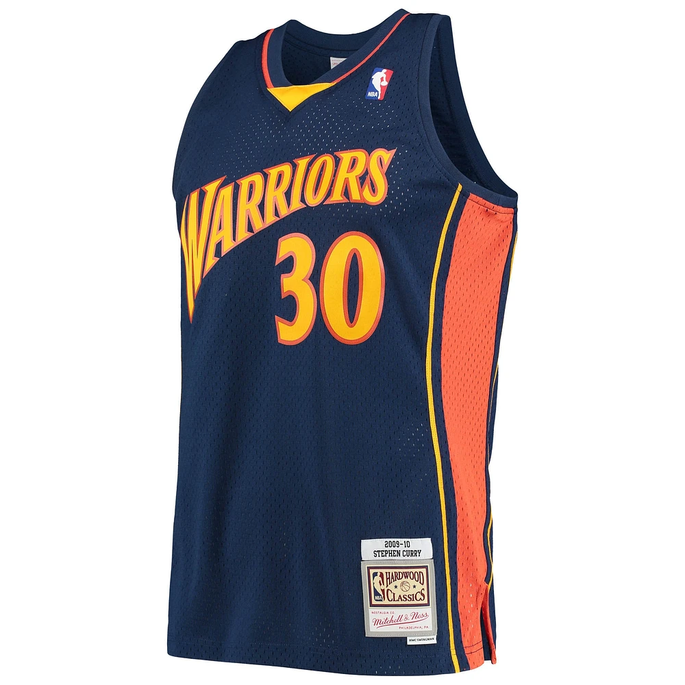 Maillot Swingman Mitchell & Ness Stephen Curry bleu marine Golden State Warriors Hardwood Classics pour hommes