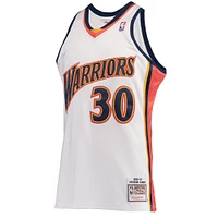 Hommes Mitchell & Ness Stephen Curry White Golden State Warriors Hardwood Classics 2009-10 Domicile - Maillot Authentique