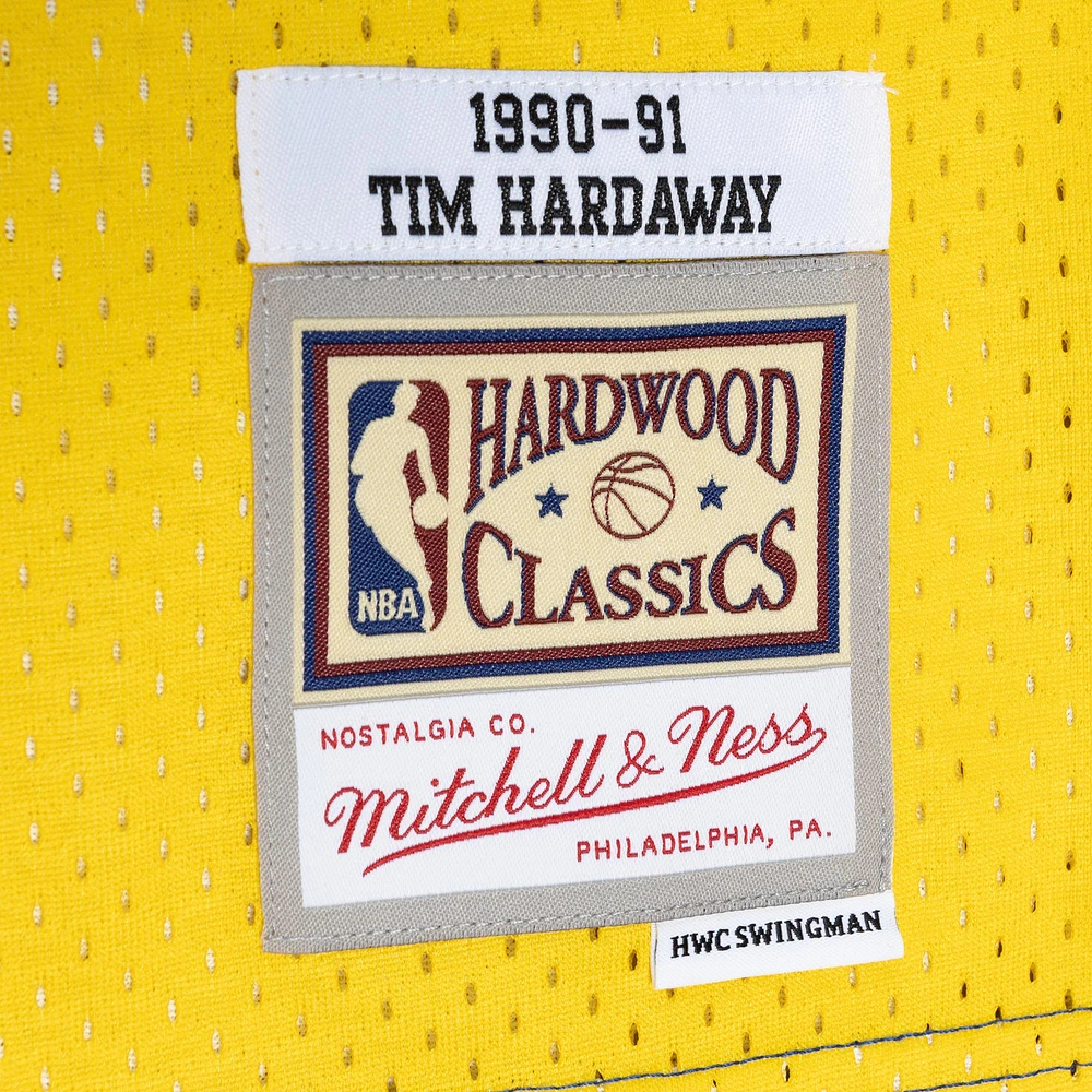 Men's Mitchell & Ness Tim Hardaway Royal/Gold Golden State Warriors Hardwood Classics 1990/91 Split Swingman Jersey