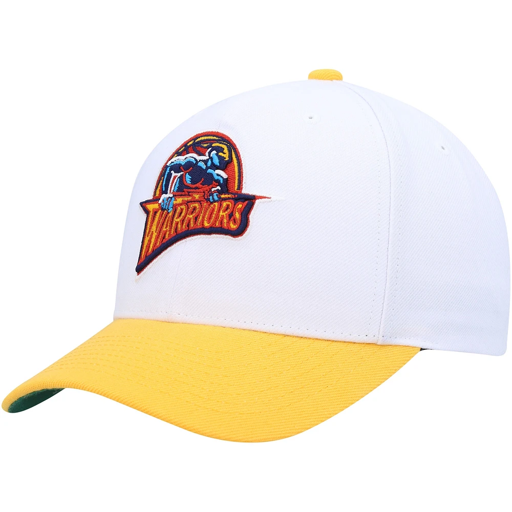 Mitchell & Ness Homme Blanc/Or Golden State Warriors Hardwood Classics Core 2-Tone 2.0 Pro Snapback Casquette