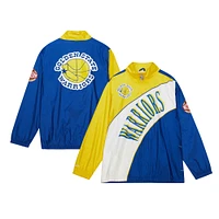 Veste coupe-vent à fermeture éclair intégrale pour hommes Mitchell & Ness blanc Golden State Warriors Hardwood Classics arquée rétro doublée