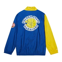 Veste coupe-vent à fermeture éclair intégrale pour hommes Mitchell & Ness blanc Golden State Warriors Hardwood Classics arquée rétro doublée