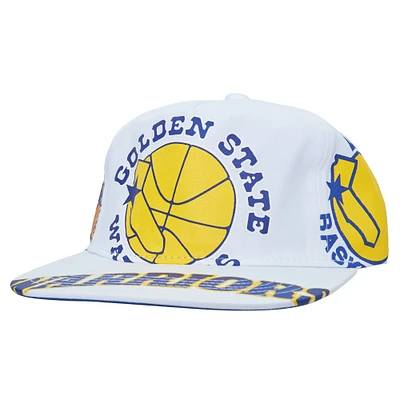 Men's Mitchell & Ness  White Golden State Warriors Hardwood Classics In Your Face Deadstock Snapback Hat