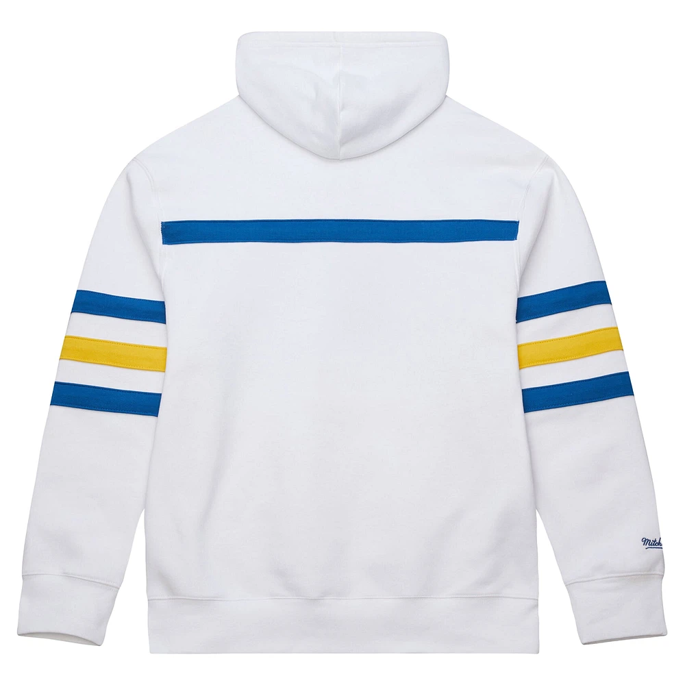 Men's Mitchell & Ness White Golden State Warriors Hardwood Classics Nights Head Coach Pullover Hoodie