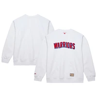 Men's Mitchell & Ness White Golden State Warriors Nights Pullover Sweatshirt