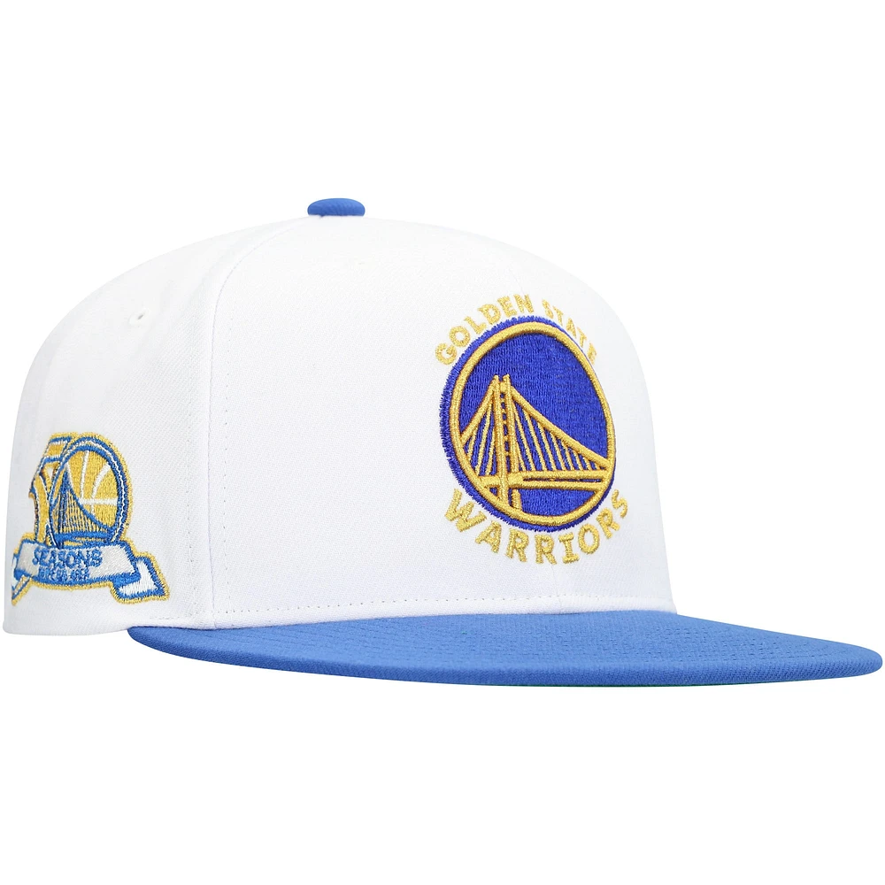 Men's Mitchell & Ness White Golden State Warriors  Soul Logo Shine 2-Tone Snapback Hat