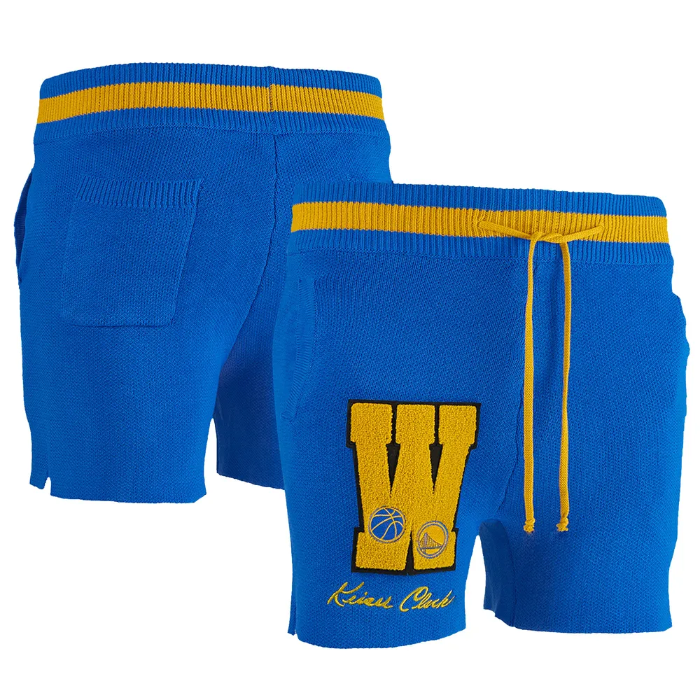 Short en tricot sans identification de l'appelant NBA x Keizer Clark Royal/Jaune Golden State Warriors pour homme