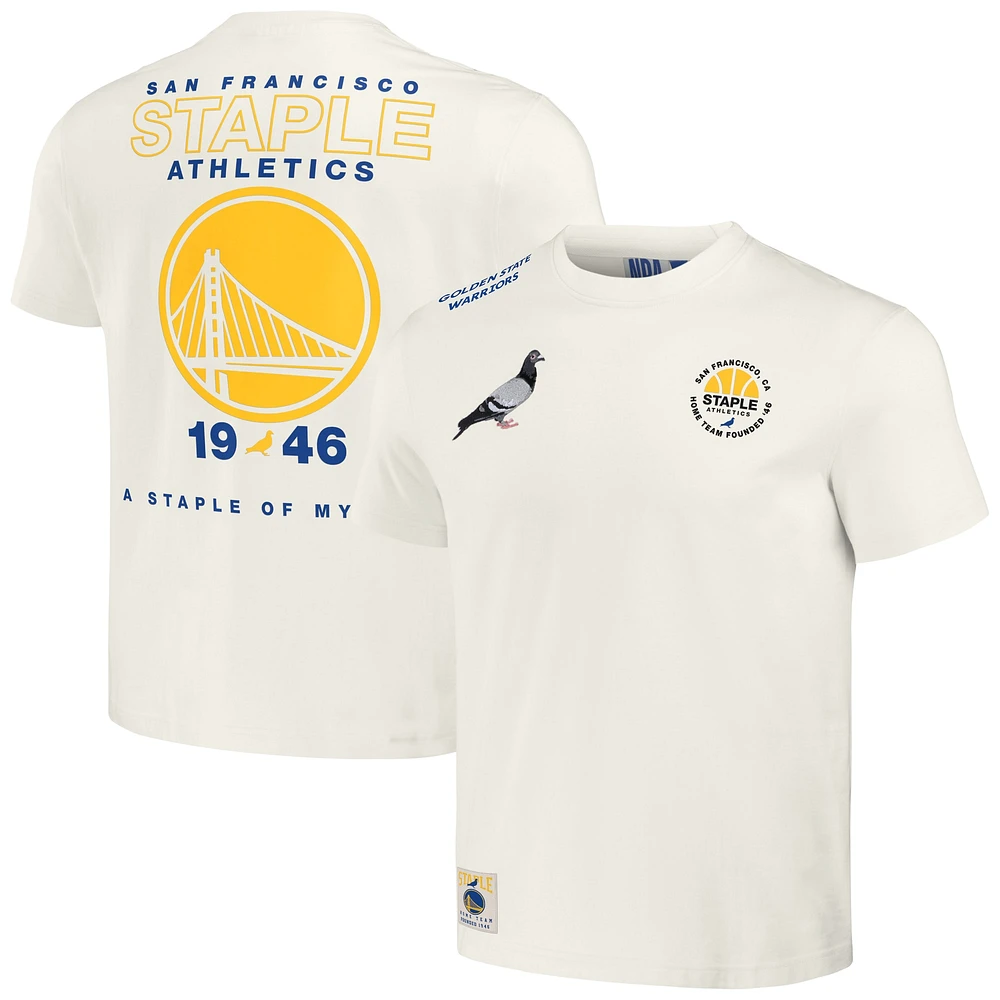 T-shirt de l'équipe à domicile des Golden State Warriors NBA x Staple crème pour hommes