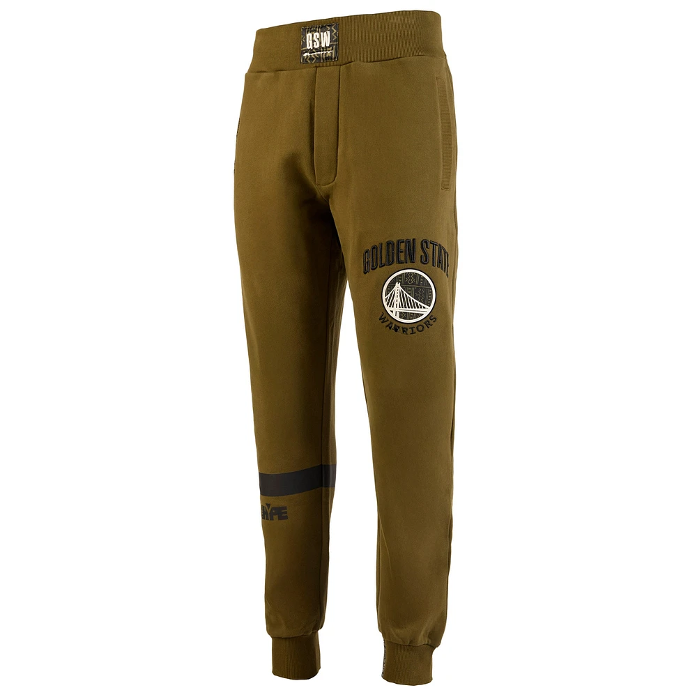 Men's NBA x Two Hype  Olive Golden State Warriors Culture & Hoops Collection Premium Jogger Pants