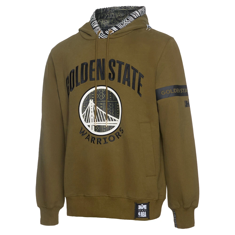 Sweat à capuche de qualité supérieure NBA x Two Hype pour homme, collection Golden State Warriors Culture & Hoops, vert olive